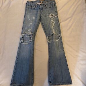 SOLD Y2K Abercrombie & Fitch Medium Wash Blue Distressed Grunge Flare Jeans